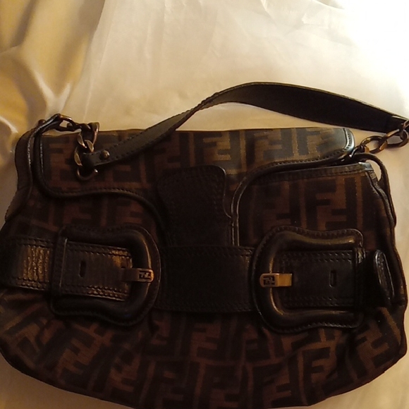 Fendi Black and Brown Logo Handbag - Picture 1 of 6